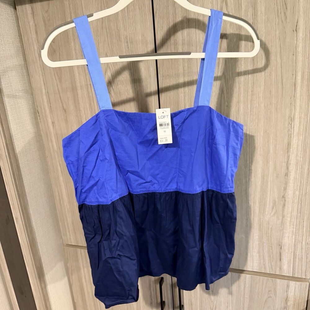 Loft Tank Size 10 Women's Blue NWT Flowy Top Color Block Whimsy Fairycore